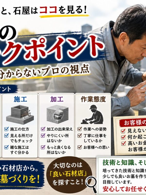 「石屋が見る墓石のチェックポイント！｜一般の人には分からないプロの視点とは！」
