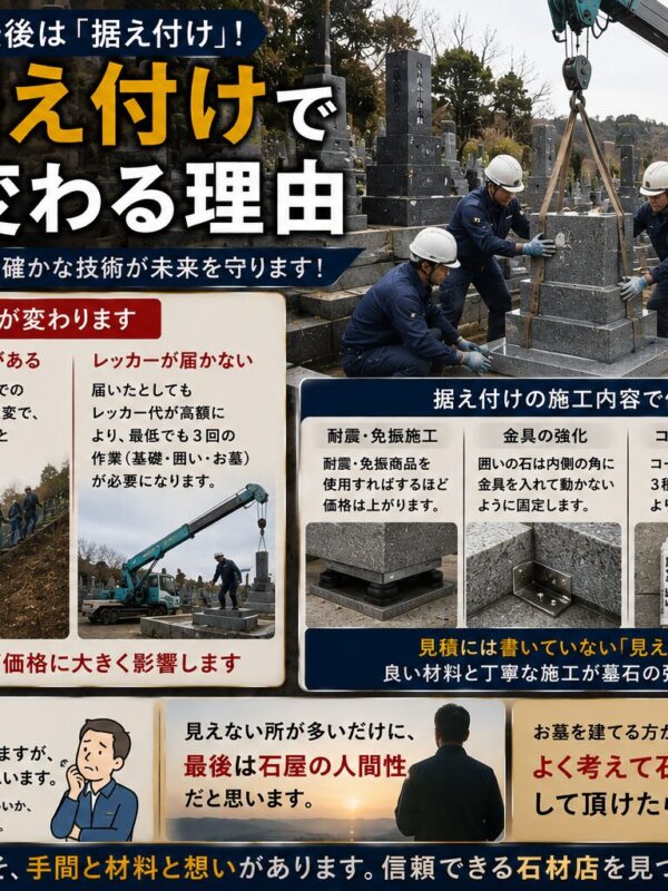 「墓石の据え付けで値段が変わる理由！｜見えない施工と石屋の人間性！」