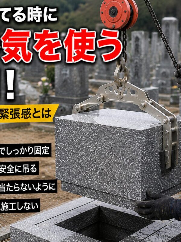 「お墓を建てる時に一番気を使う瞬間！｜石を吊る時の緊張感とは！」