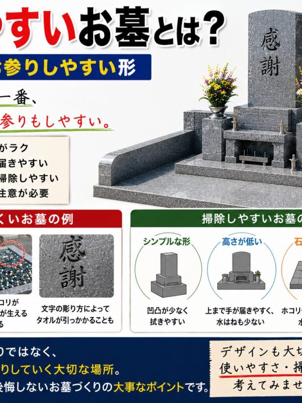 「お墓掃除が楽になる形とは!|シンプルなお墓が良い理由!」