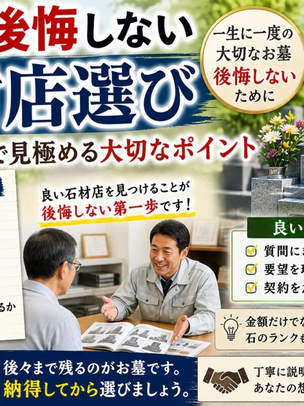 「お墓で後悔しない石材店選び！｜質問と説明で見極める大切なポイント！」