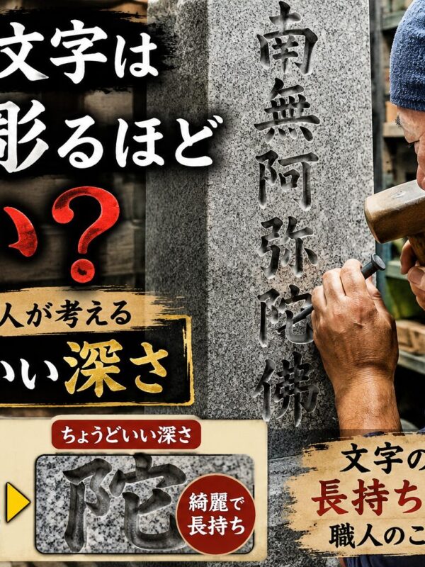「お墓の文字は深く彫るほど良い？！｜文字彫り職人が考える「ちょうどいい深さ」！」