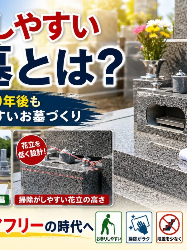 「掃除しやすいお墓とは?!|10年後、20年後もお参りしやすいお墓づくり!」