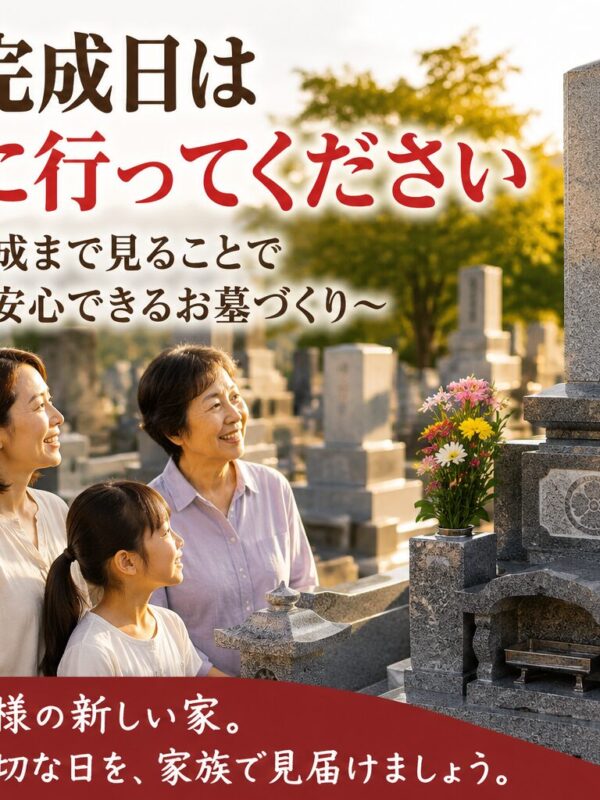 「お墓の完成日はぜひ見に行ってください!|施工中から完成まで見ることで安心できるお墓づくり!」