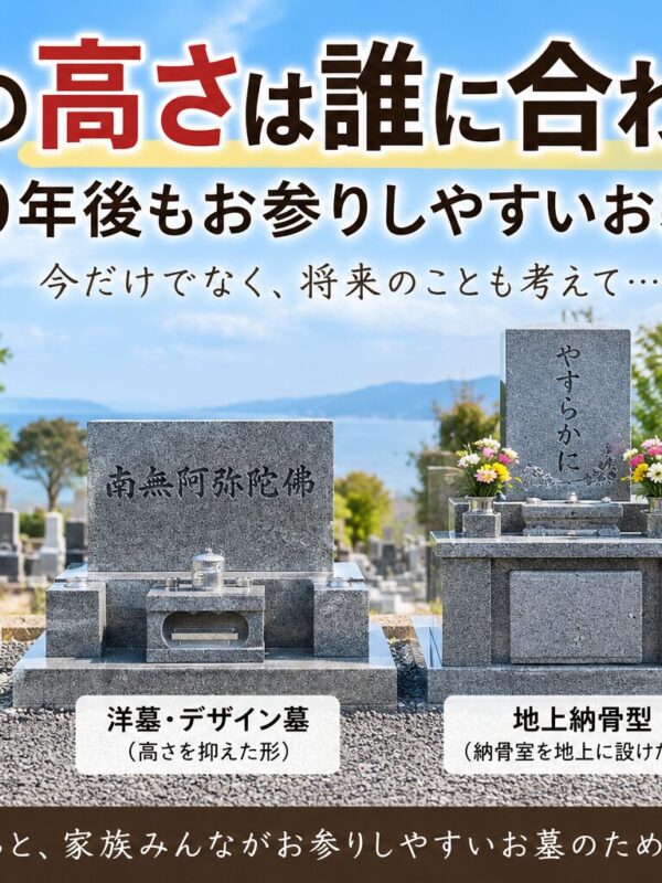 「お墓の高さは誰に合わせる?!|10年後もお参りしやすいお墓に!」