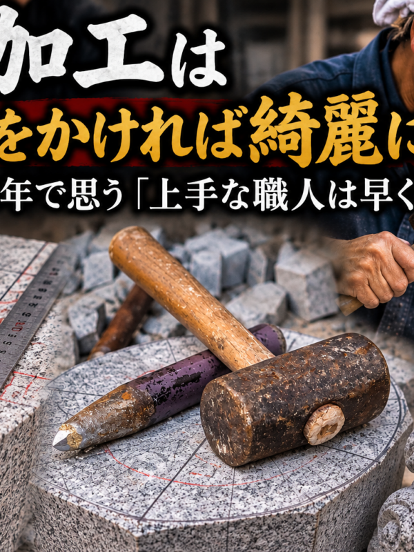 「石の加工は時間をかければ綺麗になる？！｜職人42年で思う「上手な職人は早くて綺麗」！」