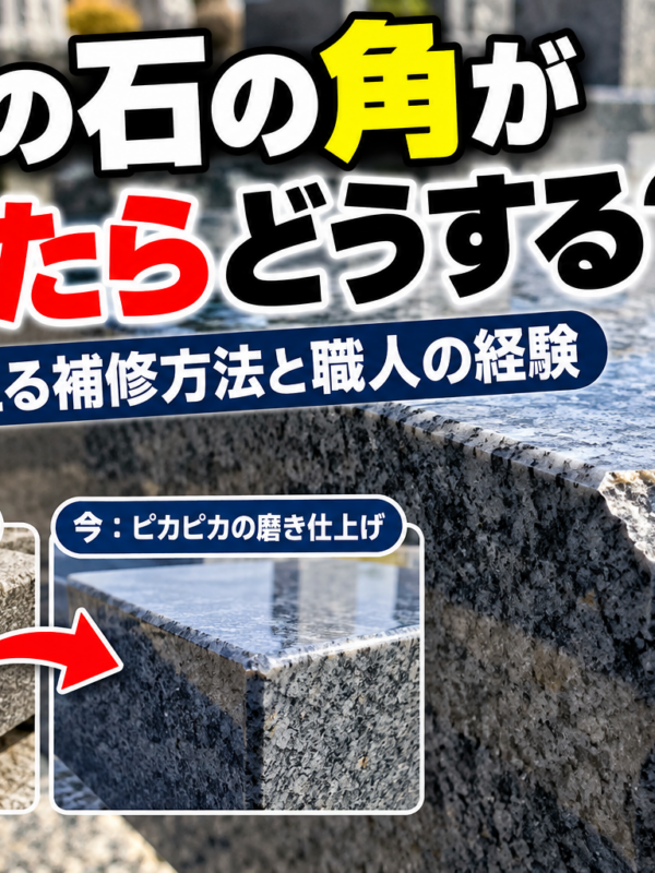 「お墓の石の角が欠けたらどうする？！｜石屋が教える補修方法と職人の経験！」